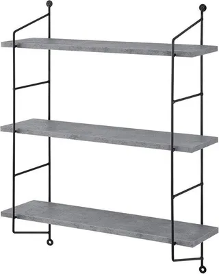 Productafbeelding van Wandrek met 3 planken voor muurbevestiging - Houtlook 60x23,5x63,5 cm