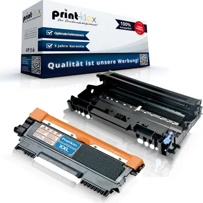 Produktbild von Print-Klex Kompatible Tonerkartusche & Trommel kompatibel mit Brother TN2220 & DR2200 DCP 7060 D DCP 7060 N DCP 7065 DN DCP 7070 DW TN-2220 TN 2220 DR-2200 DR 2200 Farblos Schwarz - Office Plus Serie