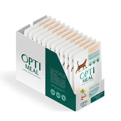 Produktbild von Optimeal Katzen-Nassfutter Kaninchen in Sahnesoße, 12x85 g