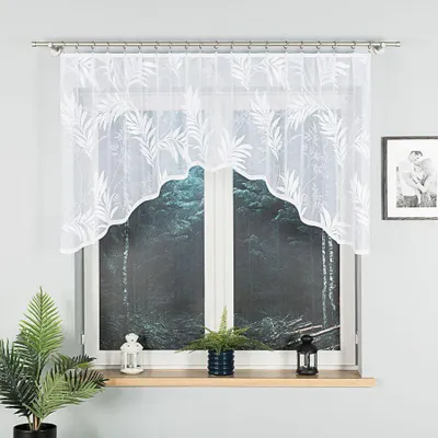 Produktbild von KAJA - Fertiggardine aus Jacquard mit Schnitt unten - 250x100 cm - weiß