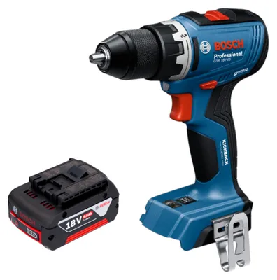 Zdjęcie produktu dla Bosch GSR 18V-65 Profesjonalna akumulatorowa wiertarko-wkrętarka 18 V 63 Nm bezszczotkowa + 1x akumulator 5,0 Ah - bez ładowarki