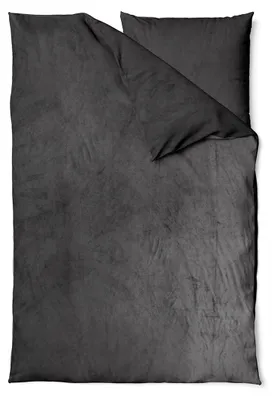 Produktbild von Winter Bettwäsche Teddy Plüsch 155x220 + 80x80 Bettbezug Cashmere Touch Nicki Uni / Wende Anthrazit