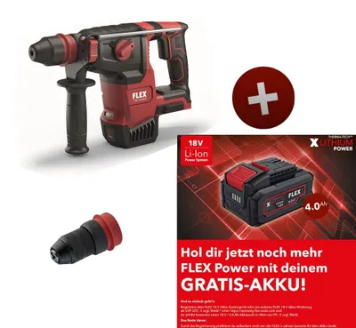 Immagine prodotto di Martello perforatore combinato a batteria Flex CHE2-26 18,0 n. 491314 + mandrino a serraggio rapido