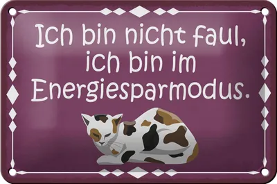 Produktbild von Blechschild Spruch 18x12cm Katze ich bin nicht faul bin im