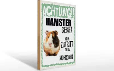 Produktbild von Holzschild  Achtung Hamster Gebiet kein Zutritt, 40 x 30 cm, Holzschilder Nagetiere Stall