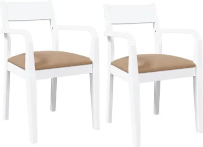 Produktbild von Esszimmerstühle mit Kissen 2 Stk. Weiß Massivholz Gummibaum