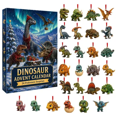 Productafbeelding van Dinosaurus Adventskalender 2026 24 Dagen Kerst Countdown Blauw