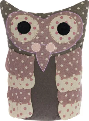 Produktbild von Türstopper EULE grau rosa violett mit Sandfüllung Doorstop H30cm Türsack