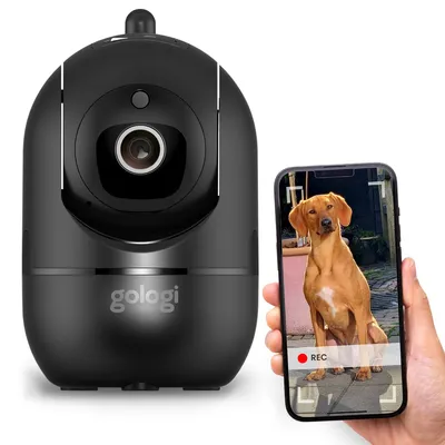 Produktbild von Gologi Haustierkamera mit App - Hundekamera - Überwachungskamera für Haustiere - Mit WiFi - Schwarz