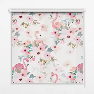 Produktbild von Seitenzug-Rollo Fensterrollo Jalousie - Lichtdurchlässig Springrollos - 70x140 cm - Flamingos zwischen Blumen