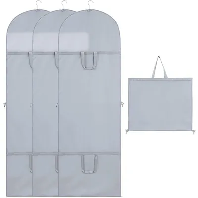 Immagine prodotto di Sacco per abiti, lungo, grigio, 180 cm, confezione da 3 pezzi
