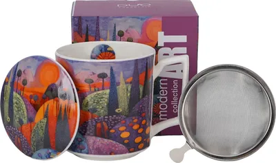 Immagine prodotto di DUO | Tazza da tè con colino - Tazza - 450 ml - Colorata - Porcellana - Tazza da caffè - Confezione regalo