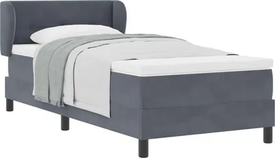 Obrázok produktu pre Posteľ s pružinovým rámom Tmavo šedá 90 x 190 cm Zamat