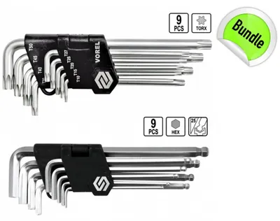 Produktbild von Kugelkopf Innensechskant Imbuß Schlüssel + Torx Winkel Schlüssel Satz 18 tlg