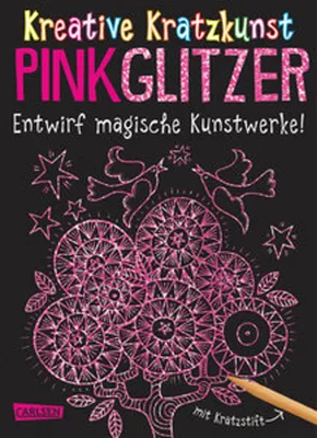 Obrázok produktu pre Kratzbilder für Kinder Kreative Kratzkunst Set 10 Bilder Pink Glitzer