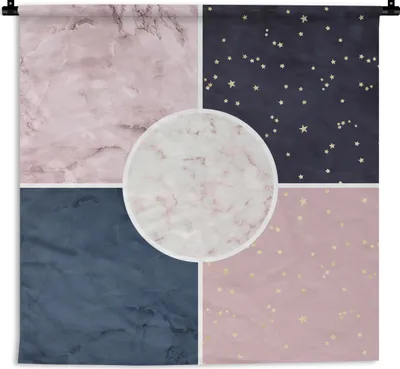 Produktbild von MuchoWow® Wandteppich Wandbehang Marmor - Rosa - Blau 150x150 cm Tapisserie Dekoration Wandtuch - Wohnaccessoires - Modernes