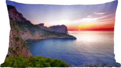 Produktbild von MuchoWow® Zierkissen Sofakissen Wohnzimmer Dekokissen 50x30 cm Meer - Felsen - Berge - Natur - Wohnzimmerdekoration - Polster mit Photo