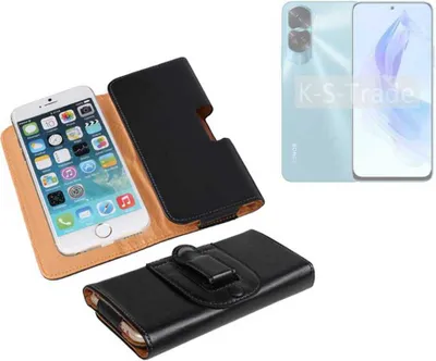 Produktbild von K-S-Trade Schützhülle Handyhülle kompatibel mit Honor 90 Lite Holster Gürtel Tasche Schutzhülle Handy-Tasche Smartphone Case Seitentasche schwarz