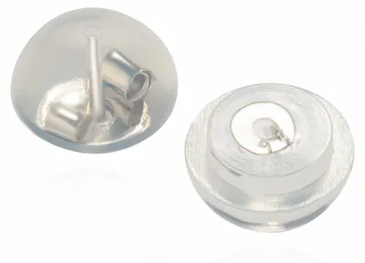 Image de Omgoods - Bouchons d'oreille en silicone, plaqués or blanc 585 14 carats - Modèle 14334