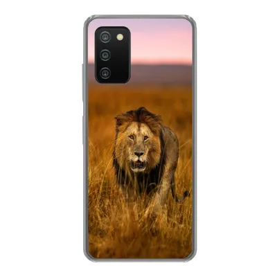 Produktbild von MuchoWow® Handyhülle Schutzhülle Hülle für Samsung Galaxy A03s Löwe - Savanne - Gras Silikon Softcase Handy Hülle - Schutz