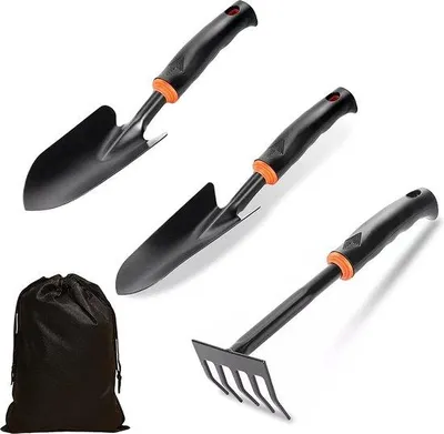 Produktbild von Famanu Gartenwerkzeugset – 3-teilig, ergonomisch, robust – mit Aufbewahrungstasche