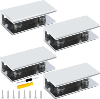 Produktbild von Set mit 4 Glasspannern aus Aluminium, inklusive Schrauben und Schraubendreher