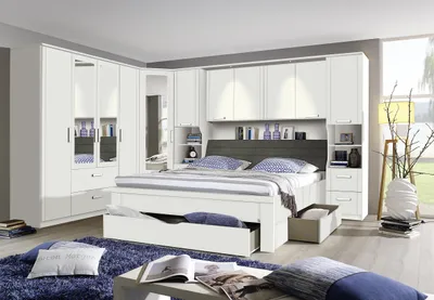 Produktbild von Bettanlage Lindau Bett Schlafzimmer weiß mit Stauraum 180x200 cm