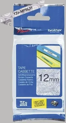 Image de Brother TZE-MPSL31 ruban de création d'étiquettes Noir sur argent
