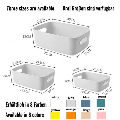 Produktbild von Aufbewahrungskörbe Set, 5-teilig, grau, Kunststoff, mit Griffen, 30x20x12 cm, für Küche und Bad