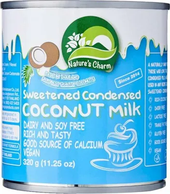 A can of Nature's Charm Sweetened Condensed Coconut Milk.