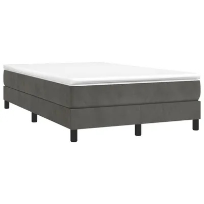 Image de vidaXL Lit boxspring avec matelas gris foncé 120x190 cm velours