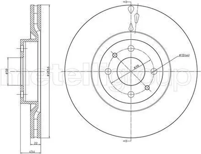 Produktbild von 2x METELLI 23-0369C Bremsscheibe Vorderachse