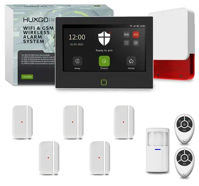 Produktbild von HUXGO Alarmanlage WLAN GSM 4G HXA700 mit Sirene 1x PIR 5x Türkontakt