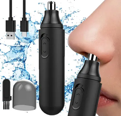 Produktbild von 2 Stück Nasenhaarschneider, wiederaufladbar über USB, Nasenhaarschneider, Ohrhaarschneider, IPX7 wasserdicht, Doppelklingen
