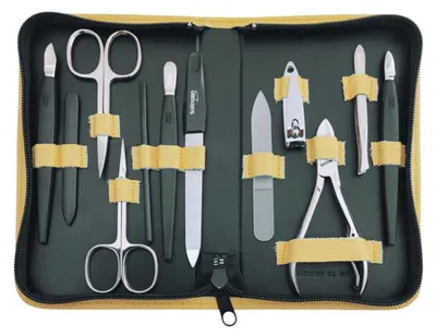 Produktbild von 12teiliges Solingen* Maniküre Set mit Leder-Etui Nagelpflege, Germany Gelb / Dollaro