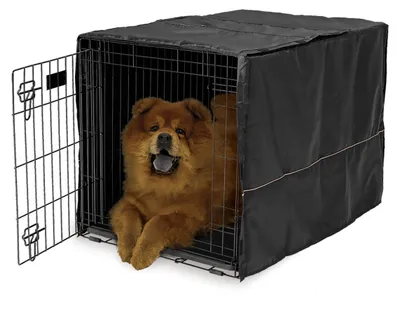 Productafbeelding van Hondenkennelafdekking, 91 cm, maat M, zwart, polyester privacybescherming voor hondenkennels