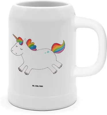 Produktbild von Mr. & Mrs. Panda Krug Einhorn Happy - Weiß - Geschenk, Spaß, Bierhumpen, Steinkrug, Einhörner, Lebensfreude, Deko, Unicorn, Humpen, Lachen, Seidel, Bierbecher