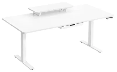 Image de Bureau électrique réglable en hauteur avec support pour écran | Blanc | 160x80x72-120 cm