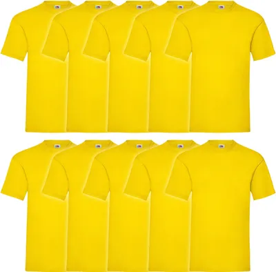 Produktbild von 10er Pack Fruit of the Loom Valueweight T-Shirt + GRATIS MyShirt Stoffbeutel Farbe: gelb Größe: XL