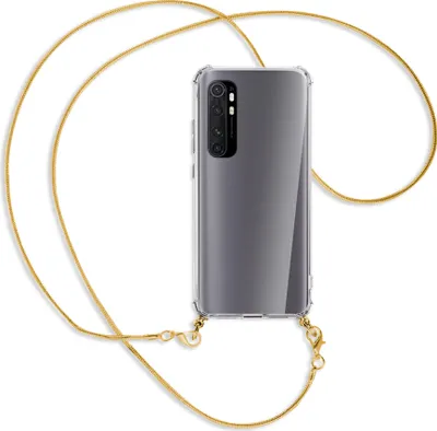 Produktbild von Handykette Backcover-Schutzhülle mit Band (Metall goldfarben) für Xiaomi Mi Note 10 Lite - goldfarbene Kette Snake