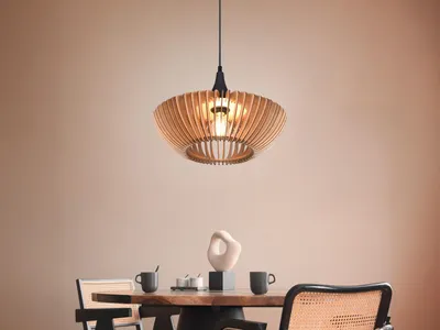 Produktbild von Pendelleuchte 1 flammig Lamellenlampe Natur Ø 40cm