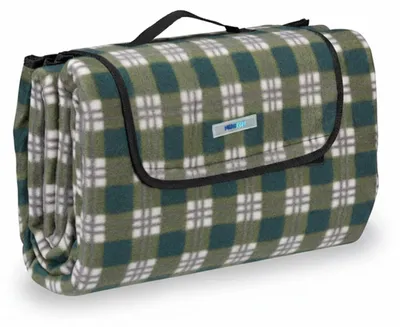 Produktbild von Relaxdays Picknickdecke XXL, 200 x 200 cm, wärmeisoliert, faltbare Stranddecke, wasserdicht, mit Tragegriff, grün-grau