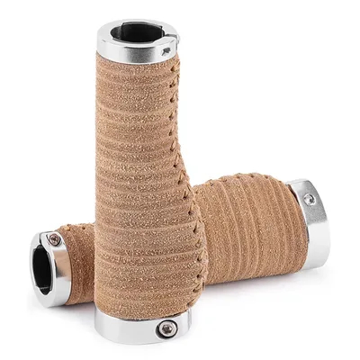 Zdjęcie produktu dla ROCKBROS Ergonomiczne uchwyty rowerowe z systemem Lock-On do rowerów MTB, szosowych, trekkingowych i miejskich; uchwyty kierownicy w stylu retro wykonane ze skóry