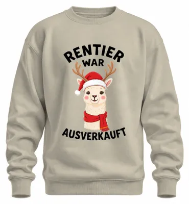Produktbild von Rentier War t Alpaka Lama Lustig Ugly Christmas Sweatshirt Pullover, Natur, L