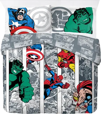Productafbeelding van Marvel Comics, katoenen beddengoedset, 100% katoen, voor een tweepersoonsbed