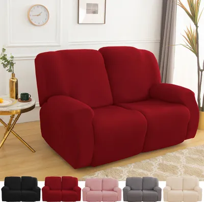 Produktbild von Stretch Sofa Überzug Sesselbezug 2 Sitzer Sofabezug Sessel Überzug Für Liegesessel Ruhesessel Relaxsessel Sesselbezüge Sesselhussen Rot