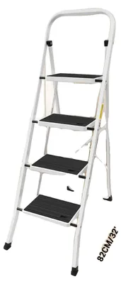 Produktbild von Teleskopleiter, rutschfestes Design, robuster Metallrahmen, 4-Stufen-Hocker