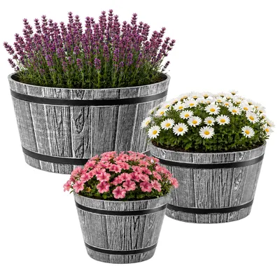Obrázek produktu pro KADAX obal na zahradní květináč 23+30+40cm kulatá miska na terasu šedá sada