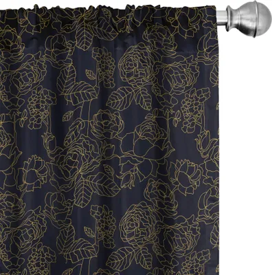 Immagine prodotto di ABAKUHAUS Tende vintage, tende, pizzo classico con motivi floreali ispirati a rose e foglie, 2 pezzi 75 x 245 cm, color caffè chiaro grigio antracite