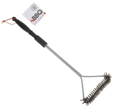 Produktbild von Grillreinigungsbürste XL Edelstahl mit schwarzem Kunststoff-Griff 55cm